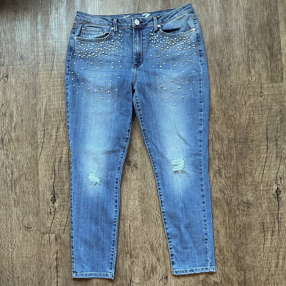 Seven7 Mid Rise Skinny Jeans with Pearl detailing - 16